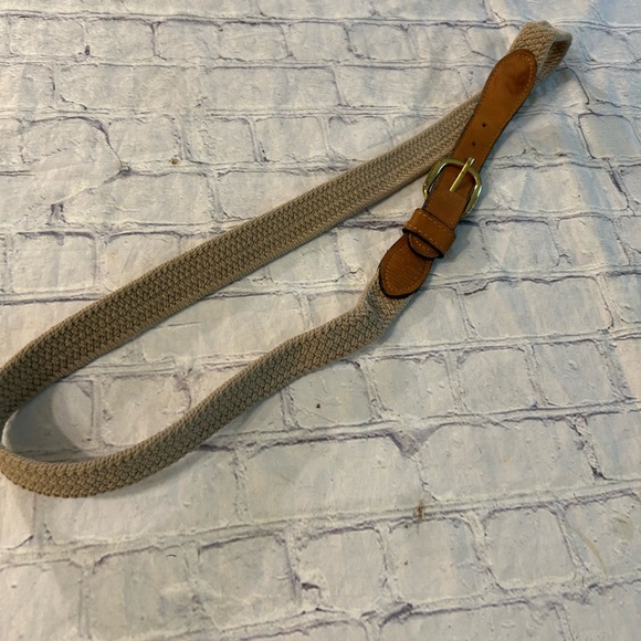 VINTAGE ZEP-PRO TAN/BROWN WOVEN STRETCH MENS USA MADE BELT BRASS BUCKLE SIZE 42 - Picture 5 of 9